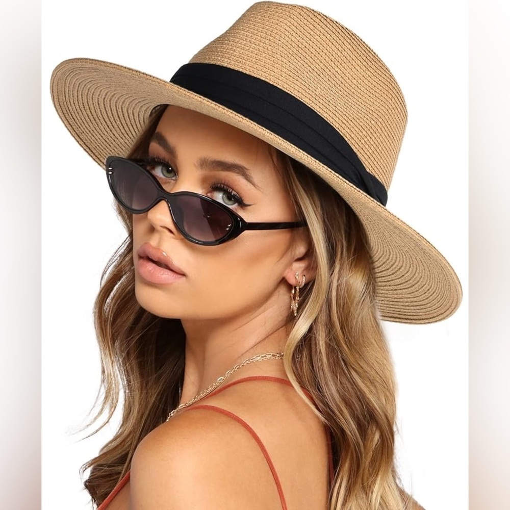 FURTALK Womens Mens Wide Brim Straw Panama Hat Fedora Sun Hats Straw Hat
UPF 80+